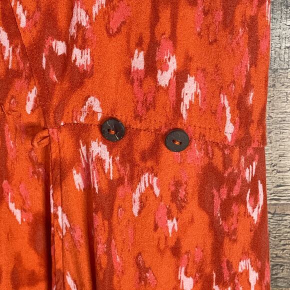 Free People Fake Love Animal Print Mini Dress Pumpkin Orange Open Back SZ Large - Picture 3 of 11
